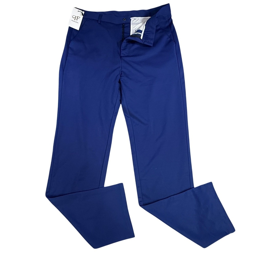 Timeless Flex Mens‎ 36x32 Blue Stretch Dress Pants Flat Front Performance NWT